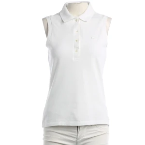 Lacoste Tops (weiß, Gr. 34) Baumwolle - gebraucht, Polo-Top mit Polokragen & Knopfleiste mit Perlmuttknöpfen