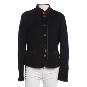 Etro Blazer 40 Navy (navy, Gr. 40) Baumwolle - gebraucht, Damen Stehkragen, Kontrastpaspelierung in Bordeauxrot