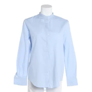 Hugo Boss Bluse 34 Blau (blau, Gr. 34) Baumwolle - gebraucht, Damen Stehkragen, verdeckte Knopfleiste