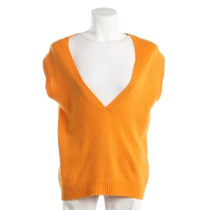 Lisa Yang Pullunder S Orange (orange, Gr. S) Kaschmir - gebraucht, Damen Rippstrickbündchen, tiefer V-Ausschnitt
