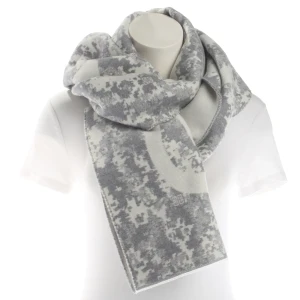 Givenchy Schals (grau) Wolle - gebraucht, mit Pixel-Muster & GIVENCHY Logo-Schriftzug