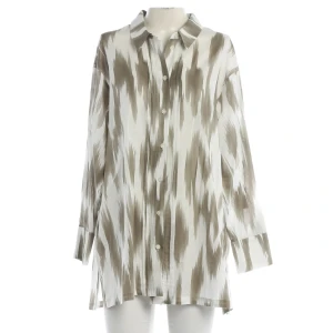 Riani Bluse (weiß, Gr. L) Baumwolle - gebraucht, Tunika mit Abstrakter Ikat-Print & Seitenschlitze