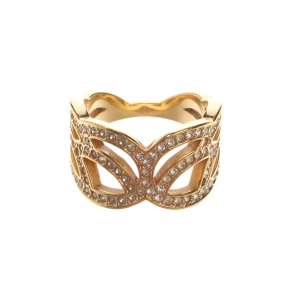 Swarovski Ringe (gold) Metall / Kristall - gebraucht, mit Kristallbesatz & Cut-out Design