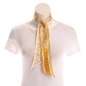 Dior Mitzah Tücher (orange) Seide - gebraucht, Seidenschal mit Logo-Schriftzug & Blumenmuster
