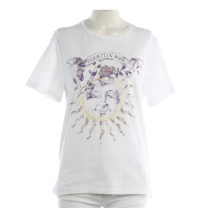 Dior Shirt (weiß, Gr. S) Baumwolle - gebraucht, mit Großer Grafik-Print auf der Vorderseite & Sonnen-Motiv mit Gesicht