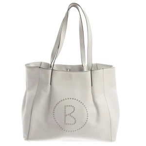 Bogner Shopper (weiß) Leder - gebraucht, Schultertasche mit Silberfarbene Hardware & Nietenverzierung