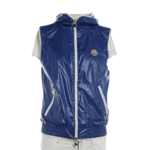 Moncler Weste (blau, Gr. L) Polyamid - gebraucht, Damen, Kapuzenweste mit Kapuze & Moncler Logo-Patch auf der Brust