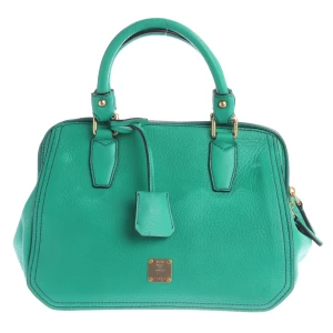 MCM Handtaschen (grün) Leder - gebraucht, Handtasche mit Goldfarbene Hardware & Logo-Plakette