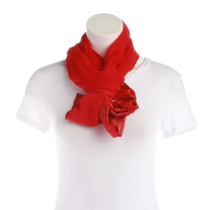 Wolford Tücher (rot) Polyester / Satin - gebraucht, Tuch mit Satin-Besatz & Blüten-Applikation