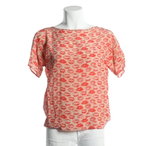 Drykorn Bluse (rot, Gr. 34) Seide - gebraucht, Damen, mit Allover-Lippen-Print & Überschnittene Schultern