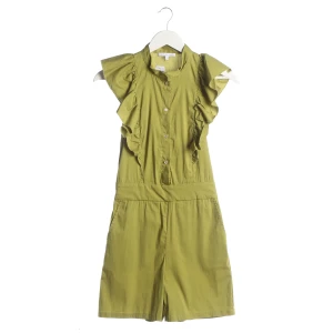 Patrizia Pepe Jumpsuits (grün, Gr. 32) Baumwolle - gebraucht, Kurzer Jumpsuit mit Stehkragen & Knopfleiste vorne
