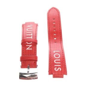 Louis Vuitton Uhrenarmband (rot) Leder - gebraucht, mit Epi-Leder Struktur & Weißer Louis Vuitton Logo-Schriftzug