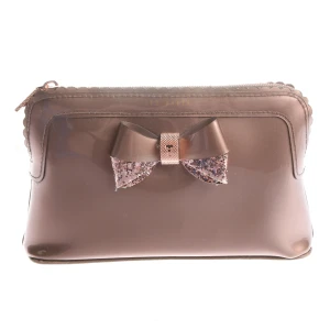 Ted Baker Kosmetiktasche (rosa) Polyvinyl / Metall - gebraucht, mit Große Schleifen-Applikation & Glitzer-Besatz auf der Schleife