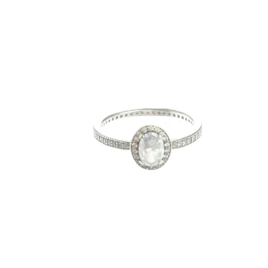 Pandora Ring (silber) 925er Sterling Silber / Zirkonia - gebraucht, mit ovaler Hauptstein & Halo-Fassung