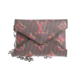 Louis Vuitton Etuis (mehrfarbig) Leder - gebraucht, Ketten-Pochette mit Umschlag-Design & Silberfarbene Kette