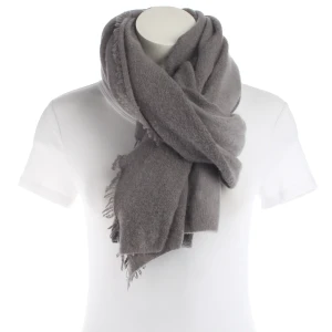 FFC Schal Grau (grau) Wolle - gebraucht, Damen Fransenkanten, Feinstrick