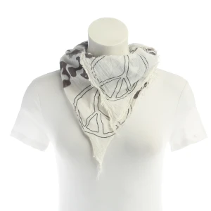 Closed Tuch Beige (beige) Viskose - gebraucht, Damen Peace-Symbol Print, Fransenkanten