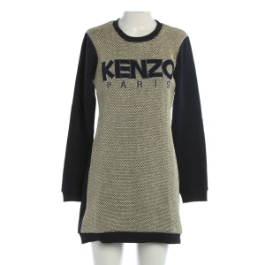 Kenzo Kleider (navy, Gr. XL) Baumwolle - gebraucht, Sweatkleid mit Logo-Stickerei auf der Brust & Strukturierter Metallic-Einsatz vorne