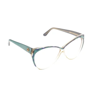 Gucci Brillengestelle (blau) Kunststoff / Metall - gebraucht, mit Cat-Eye-Silhouette & Goldfarbenes GG-Logo an den Bügeln