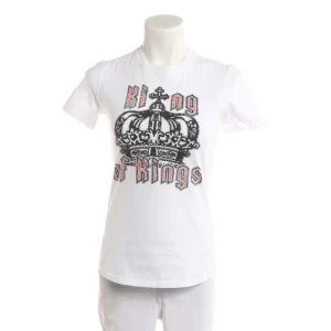 Dsquared Shirt (weiß, Gr. S) Baumwolle - gebraucht, Damen, mit Großer Grafik-Print auf der Vorderseite & Kronen-Motiv
