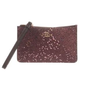 Coach Clutch (rot) Polyester / Leder - gebraucht, Damen, Handgelenktasche mit Glitzer-Finish & Herz-Muster