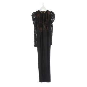Michael Kors Jumpsuits (schwarz, Gr. 30) Baumwolle / Spitze - gebraucht, mit Oberteil aus floraler Spitze & Puffärmel