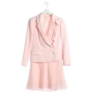 Paule Ka Sets (rosa, Gr. 36) Triacetat - gebraucht, mit Rüschenbesatz am Revers & Pattentaschen