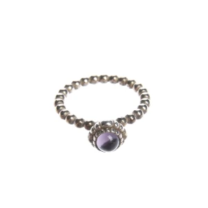 Pandora Ringe (silber) 925er Sterling Silber / Edelstein - gebraucht, Ring mit Perlenoptik Ringschiene & Gefasster violetter Stein