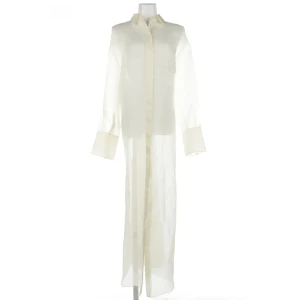 The Row Kleider (beige, Gr. 44) Polyester - gebraucht, Hemdblusenkleid mit Durchgehende Knopfleiste & Breite Manschetten