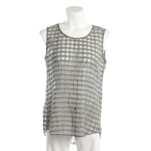 Theory Top M Beige (beige, Gr. M) Viskose - gebraucht, Damen kariertes Gittermuster, leicht transparentes Gewebe