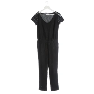 Patrizia Pepe Jumpsuits (schwarz, Gr. 36) Baumwolle / Spitze - gebraucht, Overall mit Spitzeneinsätze an den Schultern & Spitzenpasse am Rücken