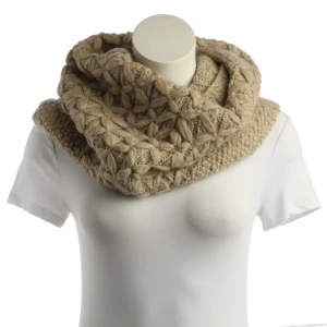 Max Mara Schals (beige) Wolle / Polyamid - gebraucht, Schlaufenschal mit Grobes Strickmuster & Schlaufenschal-Design