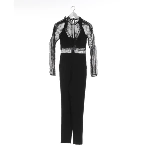 self-portrait Jumpsuits (schwarz, Gr. 34) Polyester / Spitze - gebraucht, Jumpsuit mit Spitzeneinsätze an Ärmeln und Brust & transparente Ärmel