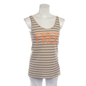 Juvia Tops (rosa, Gr. XS) Leinen - gebraucht, Tanktop mit Streifenmuster & Front-Print mit Aufschrift FREE in Orange