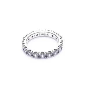 Pandora Ring (silber) 925er Sterling Silber / Zirkonia - gebraucht, mit Eternity-Design & Rundum mit facettierten Zirkonia-Steinen besetzt