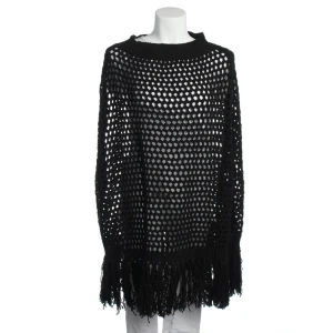 Dsquared Pullunder (schwarz, Gr. S) Baumwolle - gebraucht, mit Netzstrick & Fransen am Saum