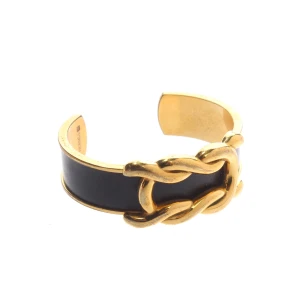 Hermès Atame Armbänder (gold) Metall / Emaille - gebraucht, Armreif mit Knoten-Design & Emaille-Inlay