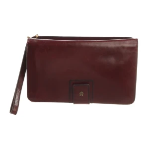 Aigner Clutches (bordeaux) Leder - gebraucht, mit Überschlagklappe & Goldfarbene Hardware