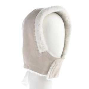 Bogner Kapuze (beige) Veloursleder / Lammfell - gebraucht, mit Lammfell-Futter & Ripsband-Besatz