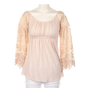 Sky Blusen (beige, Gr. XS) Viskose / Spitze - gebraucht, Tunika mit Spitzenärmel & trompetenärmel