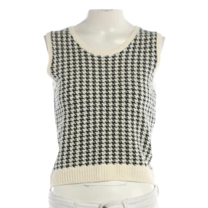 Dior Pullunder (creme, Gr. 34) Baumwolle - gebraucht, Weste mit Hahnentritt-Muster & Rippstrickbündchen am Ausschnitt