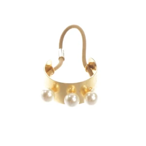 Jennifer Behr Haargummi (gold) Metall / Kunststoff - gebraucht, Haarschmuck mit Perlenbesatz & Goldfarbene Metallmanschette