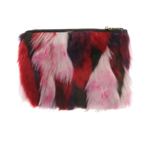 UGG Australia Handtaschen (mehrfarbig) Fell / Leder - gebraucht, Clutch mit Langhaariger Fellbesatz & Goldfarbene Hardware