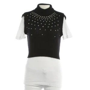 Alessandra Rich Pullunder (schwarz, Gr. 32) Wolle - gebraucht, Weste mit Strick & Applikationen