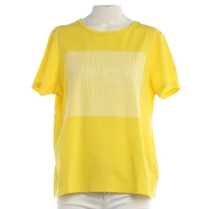 Drykorn T-Shirts (gelb, Gr. L) Baumwolle - gebraucht, T-Shirt mit Rundhalsausschnitt & Großer Marken-Logo-Print auf der Vorderseite im Block-Design