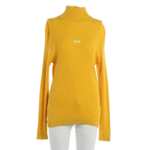 MSGM Pullover M Gelb (gelb, Gr. M) Wolle / Strick - gebraucht, Damen Rippstrick-Optik, Logo-Print auf der Brust
