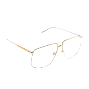 Gucci Brillengestelle (gold) Metall - gebraucht, Brillengestell mit Goldfarbener Rahmen & Strukturierte Bügel