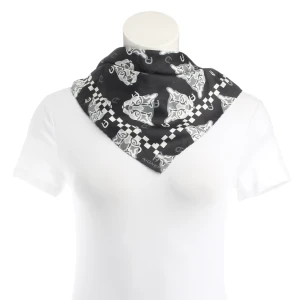 Aigner Tuch Schwarz (schwarz) Seide - gebraucht, Damen Logo-Print, Tiermuster-Grafik