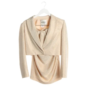 Roland Mouret Sets (beige, Gr. 32) Polyester - gebraucht, Blazer und Kleid Set mit Kristall-Applikationen & Strass-Besatz