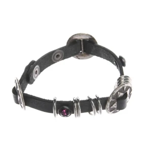 HTC Armbänder (schwarz) Leder - gebraucht, Armband mit silberfarbene Nieten und Beschläge & dekorative Metallringe